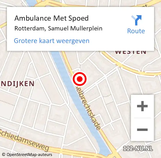 Locatie op kaart van de 112 melding: Ambulance Met Spoed Naar Rotterdam, Samuel Mullerplein op 1 mei 2022 03:10