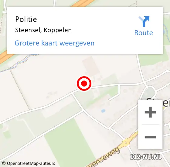 Locatie op kaart van de 112 melding: Politie Steensel, Koppelen op 1 mei 2022 04:46