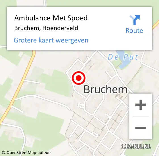 Locatie op kaart van de 112 melding: Ambulance Met Spoed Naar Bruchem, Hoenderveld op 1 mei 2022 06:13