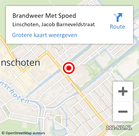 Locatie op kaart van de 112 melding: Brandweer Met Spoed Naar Linschoten, Jacob Barneveldstraat op 1 mei 2022 09:16