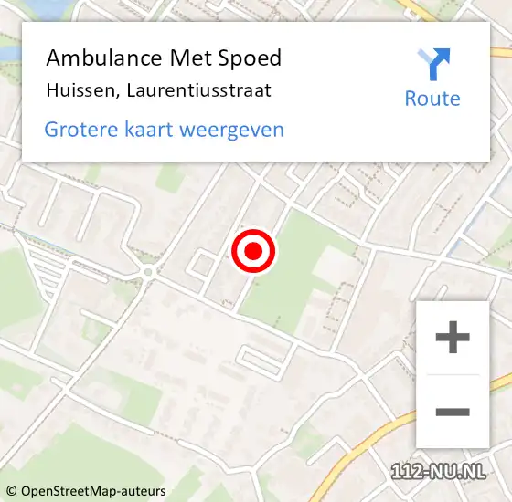 Locatie op kaart van de 112 melding: Ambulance Met Spoed Naar Huissen, Laurentiusstraat op 1 mei 2022 13:21