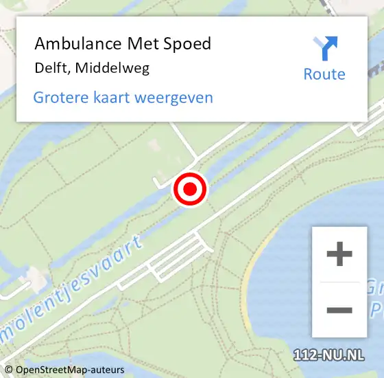 Locatie op kaart van de 112 melding: Ambulance Met Spoed Naar Delft, Middelweg op 1 mei 2022 13:51