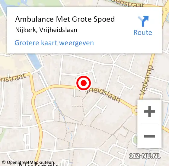 Locatie op kaart van de 112 melding: Ambulance Met Grote Spoed Naar Nijkerk, Vrijheidslaan op 1 mei 2022 14:32