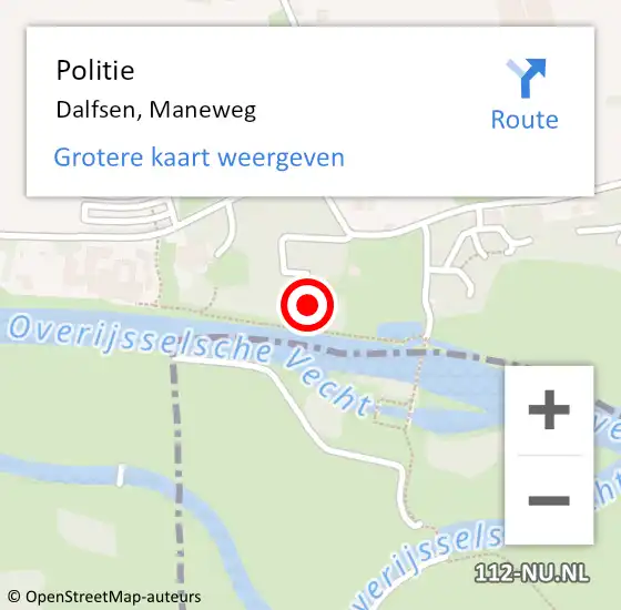 Locatie op kaart van de 112 melding: Politie Dalfsen, Maneweg op 1 mei 2022 15:01