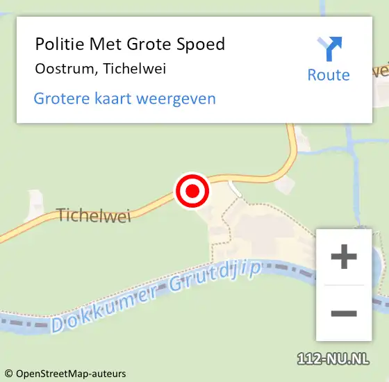 Locatie op kaart van de 112 melding: Politie Met Grote Spoed Naar Oostrum, Tichelwei op 1 mei 2022 15:04