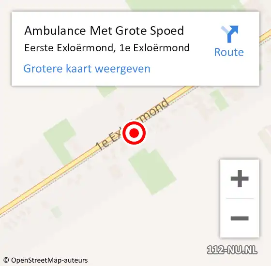 Locatie op kaart van de 112 melding: Ambulance Met Grote Spoed Naar Eerste Exloërmond, 1e Exloërmond op 1 mei 2022 15:25