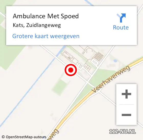 Locatie op kaart van de 112 melding: Ambulance Met Spoed Naar Kats, Zuidlangeweg op 16 juli 2014 08:21