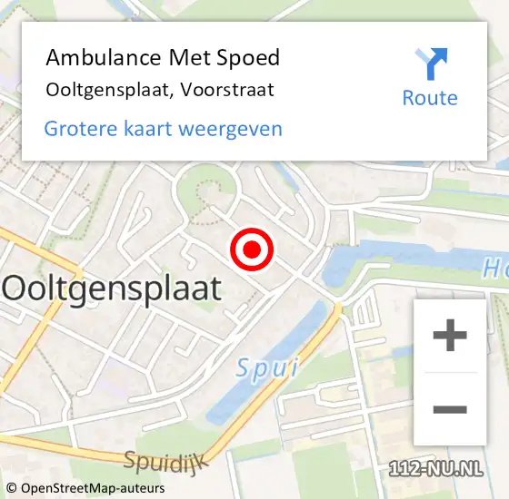 Locatie op kaart van de 112 melding: Ambulance Met Spoed Naar Ooltgensplaat, Voorstraat op 1 mei 2022 18:56