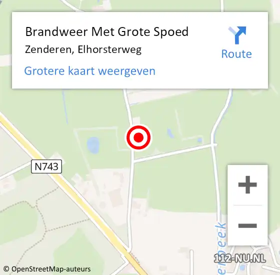 Locatie op kaart van de 112 melding: Brandweer Met Grote Spoed Naar Zenderen, Elhorsterweg op 1 mei 2022 20:08