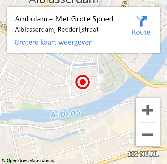 Locatie op kaart van de 112 melding: Ambulance Met Grote Spoed Naar Alblasserdam, Reederijstraat op 2 mei 2022 03:28