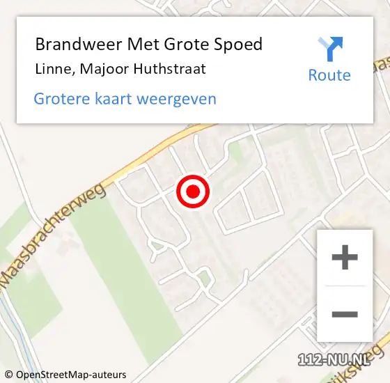 Locatie op kaart van de 112 melding: Brandweer Met Grote Spoed Naar Linne, Majoor Huthstraat op 2 mei 2022 04:11