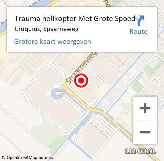 Locatie op kaart van de 112 melding: Trauma helikopter Met Grote Spoed Naar Cruquius, Spaarneweg op 2 mei 2022 07:47