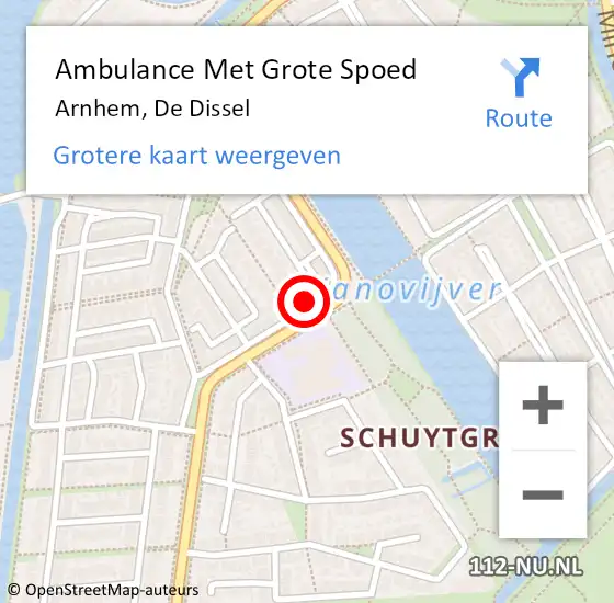 Locatie op kaart van de 112 melding: Ambulance Met Grote Spoed Naar Arnhem, De Dissel op 2 mei 2022 09:47