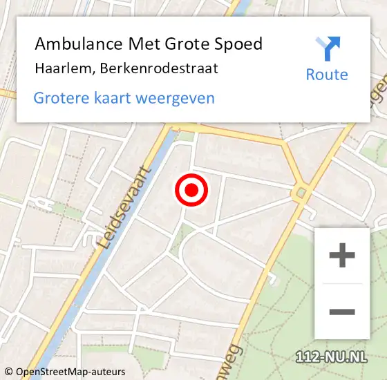 Locatie op kaart van de 112 melding: Ambulance Met Grote Spoed Naar Haarlem, Berkenrodestraat op 2 mei 2022 11:39