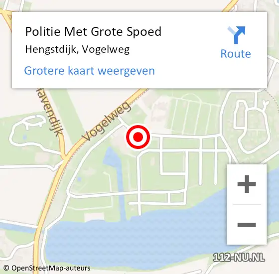 Locatie op kaart van de 112 melding: Politie Met Grote Spoed Naar Hengstdijk, Vogelweg op 2 mei 2022 12:56