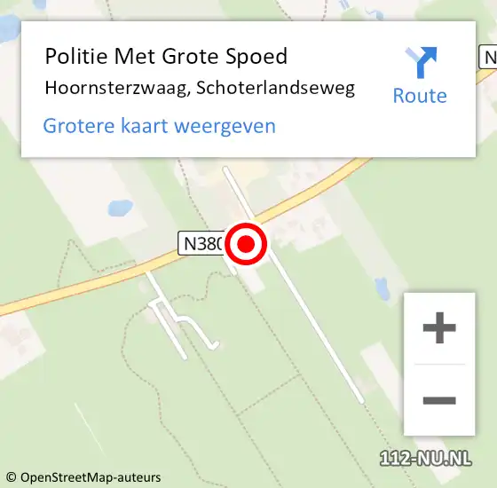 Locatie op kaart van de 112 melding: Politie Met Grote Spoed Naar Hoornsterzwaag, Schoterlandseweg op 2 mei 2022 13:00