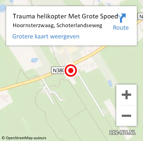 Locatie op kaart van de 112 melding: Trauma helikopter Met Grote Spoed Naar Hoornsterzwaag, Schoterlandseweg op 2 mei 2022 13:07