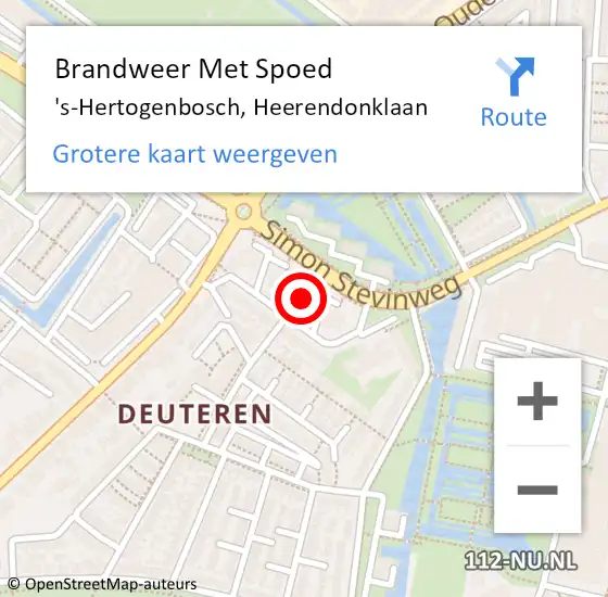 Locatie op kaart van de 112 melding: Brandweer Met Spoed Naar 's-Hertogenbosch, Heerendonklaan op 2 mei 2022 13:31