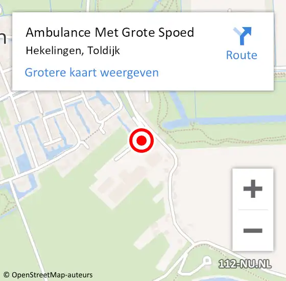 Locatie op kaart van de 112 melding: Ambulance Met Grote Spoed Naar Hekelingen, Toldijk op 2 mei 2022 14:30