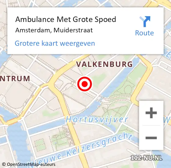 Locatie op kaart van de 112 melding: Ambulance Met Grote Spoed Naar Amsterdam, Muiderstraat op 2 mei 2022 14:35