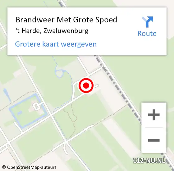 Locatie op kaart van de 112 melding: Brandweer Met Grote Spoed Naar 't Harde, Zwaluwenburg op 2 mei 2022 17:56