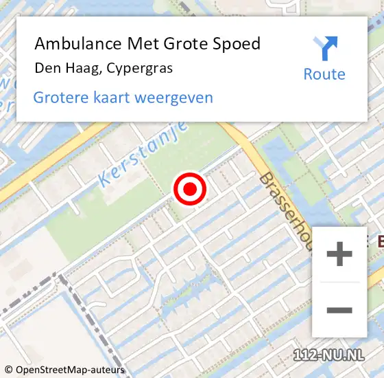 Locatie op kaart van de 112 melding: Ambulance Met Grote Spoed Naar Den Haag, Cypergras op 2 mei 2022 18:30