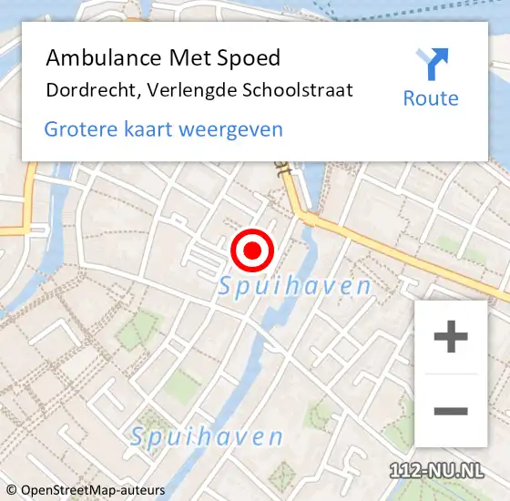Locatie op kaart van de 112 melding: Ambulance Met Spoed Naar Dordrecht, Verlengde Schoolstraat op 2 mei 2022 19:46