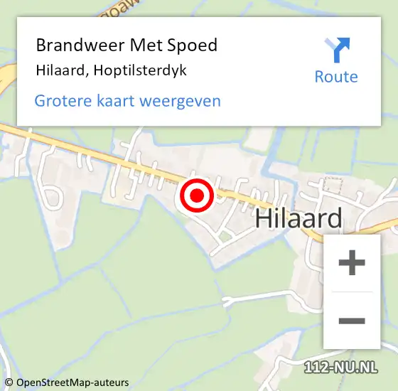 Locatie op kaart van de 112 melding: Brandweer Met Spoed Naar Hilaard, Hoptilsterdyk op 2 mei 2022 19:50