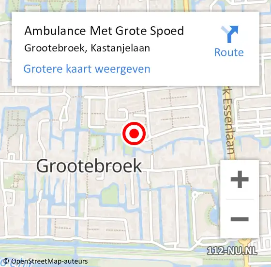 Locatie op kaart van de 112 melding: Ambulance Met Grote Spoed Naar Grootebroek, Kastanjelaan op 3 mei 2022 02:59