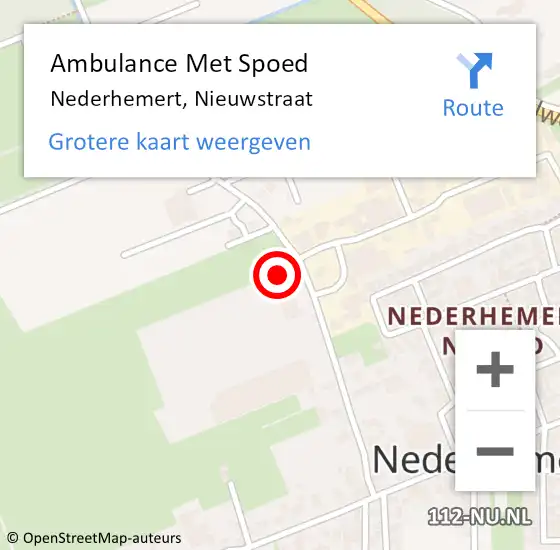 Locatie op kaart van de 112 melding: Ambulance Met Spoed Naar Nederhemert, Nieuwstraat op 3 mei 2022 07:45