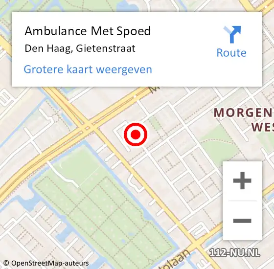 Locatie op kaart van de 112 melding: Ambulance Met Spoed Naar Den Haag, Gietenstraat op 3 mei 2022 08:02