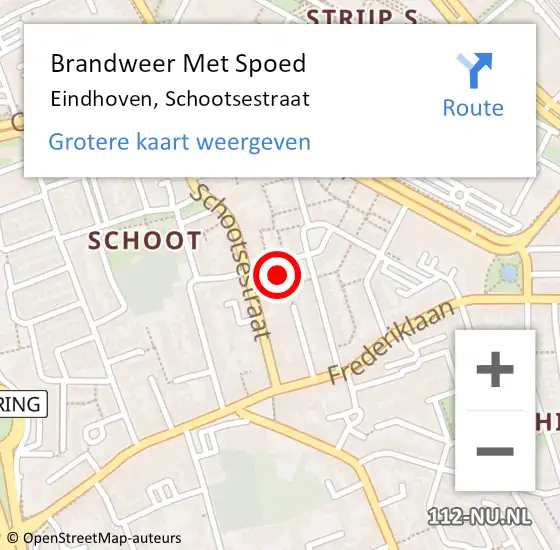 Locatie op kaart van de 112 melding: Brandweer Met Spoed Naar Eindhoven, Schootsestraat op 3 mei 2022 08:50