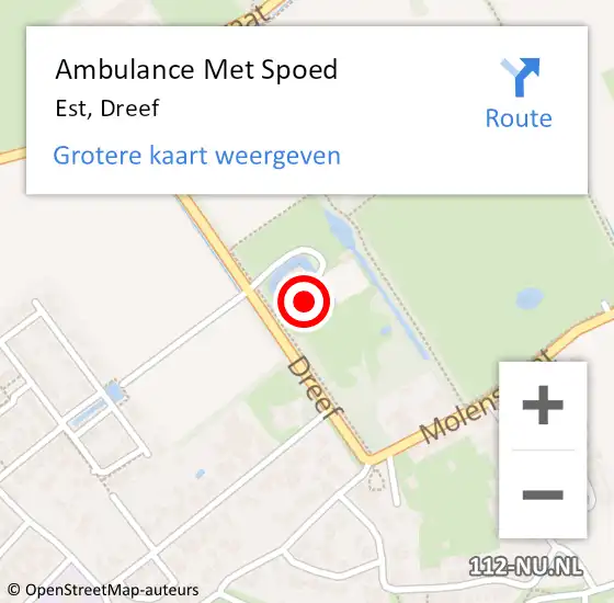 Locatie op kaart van de 112 melding: Ambulance Met Spoed Naar Est, Dreef op 3 mei 2022 09:13