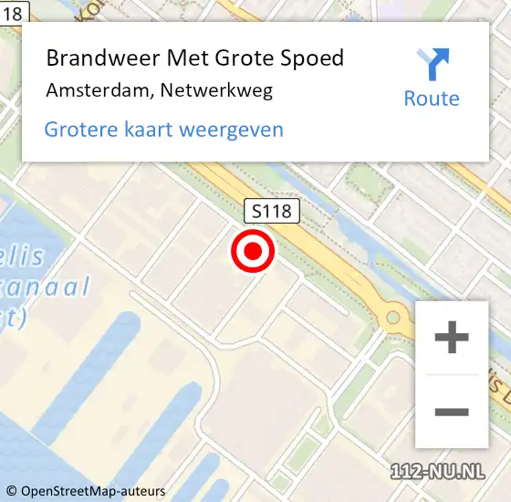 Locatie op kaart van de 112 melding: Brandweer Met Grote Spoed Naar Amsterdam, Netwerkweg op 3 mei 2022 09:51
