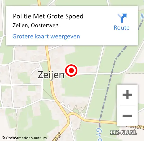Locatie op kaart van de 112 melding: Politie Met Grote Spoed Naar Zeijen, Oosterweg op 3 mei 2022 10:25