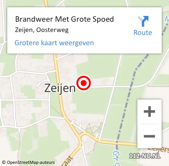 Locatie op kaart van de 112 melding: Brandweer Met Grote Spoed Naar Zeijen, Oosterweg op 3 mei 2022 10:25