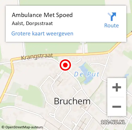 Locatie op kaart van de 112 melding: Ambulance Met Spoed Naar Aalst, Dorpsstraat op 3 mei 2022 10:53