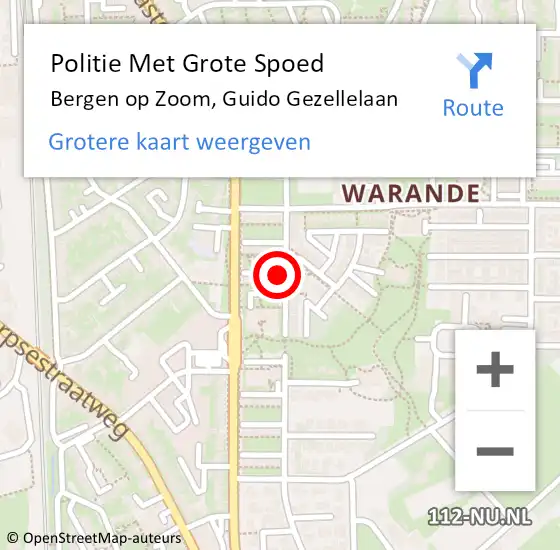 Locatie op kaart van de 112 melding: Politie Met Grote Spoed Naar Bergen op Zoom, Guido Gezellelaan op 3 mei 2022 10:54