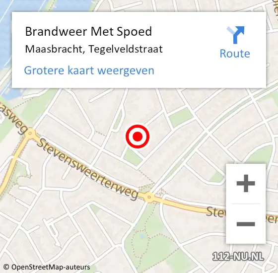 Locatie op kaart van de 112 melding: Brandweer Met Spoed Naar Maasbracht, Tegelveldstraat op 3 mei 2022 12:00