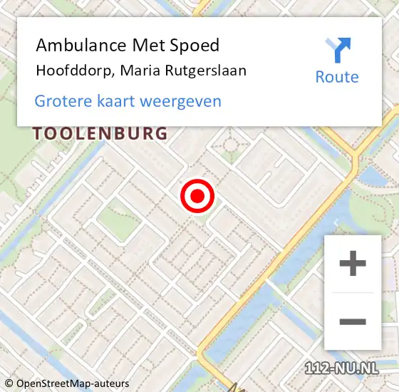 Locatie op kaart van de 112 melding: Ambulance Met Spoed Naar Hoofddorp, Maria Rutgerslaan op 3 mei 2022 14:33