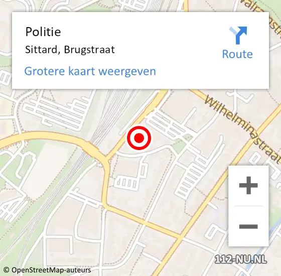 Locatie op kaart van de 112 melding: Politie Sittard, Brugstraat op 3 mei 2022 14:50
