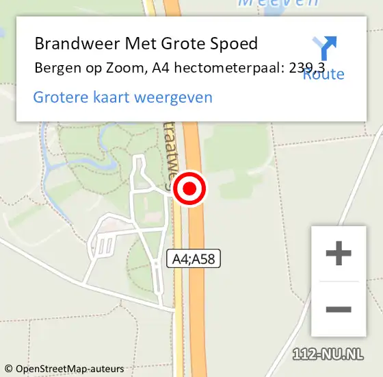 Locatie op kaart van de 112 melding: Brandweer Met Grote Spoed Naar Bergen op Zoom, A4 hectometerpaal: 239,3 op 3 mei 2022 15:09