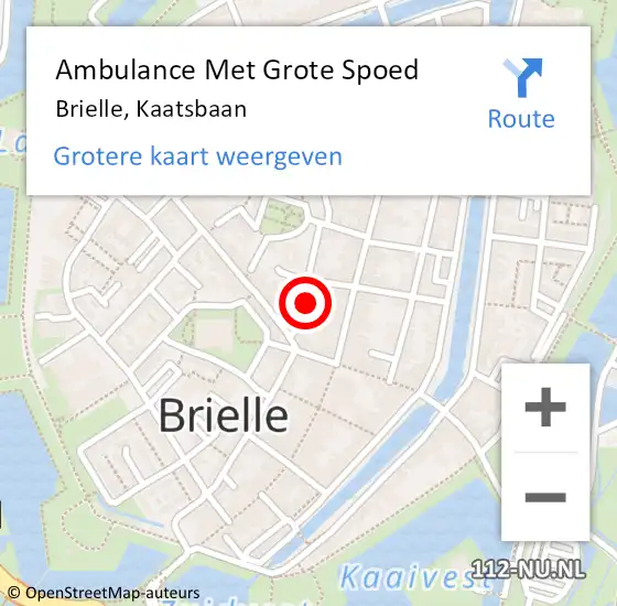 Locatie op kaart van de 112 melding: Ambulance Met Grote Spoed Naar Brielle, Kaatsbaan op 3 mei 2022 15:37