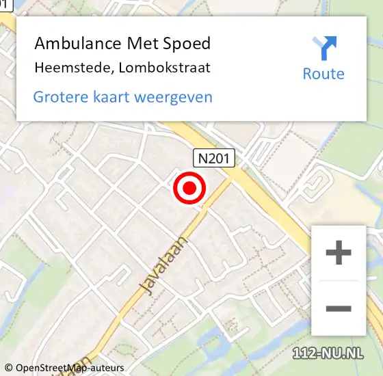 Locatie op kaart van de 112 melding: Ambulance Met Spoed Naar Heemstede, Lombokstraat op 3 mei 2022 17:20