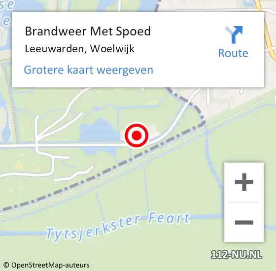 Locatie op kaart van de 112 melding: Brandweer Met Spoed Naar Leeuwarden, Woelwijk op 3 mei 2022 17:29
