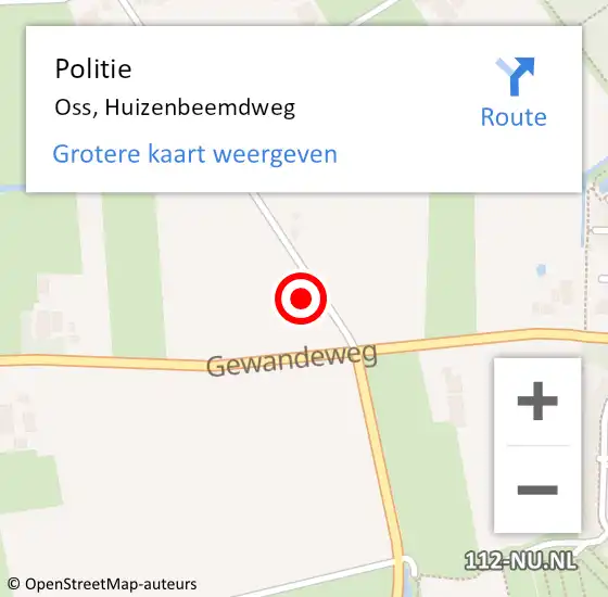 Locatie op kaart van de 112 melding: Politie Oss, Huizenbeemdweg op 3 mei 2022 18:04