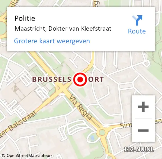 Locatie op kaart van de 112 melding: Politie Maastricht, Dokter van Kleefstraat op 3 mei 2022 19:18