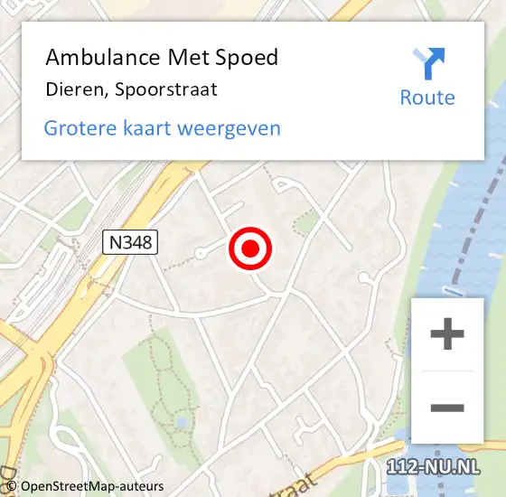 Locatie op kaart van de 112 melding: Ambulance Met Spoed Naar Dieren, Spoorstraat op 3 mei 2022 20:47