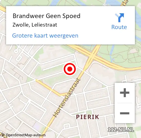 Locatie op kaart van de 112 melding: Brandweer Geen Spoed Naar Zwolle, Leliestraat op 3 mei 2022 22:09