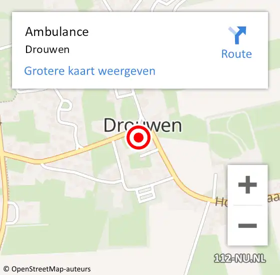 Locatie op kaart van de 112 melding: Ambulance Drouwen op 3 mei 2022 22:28